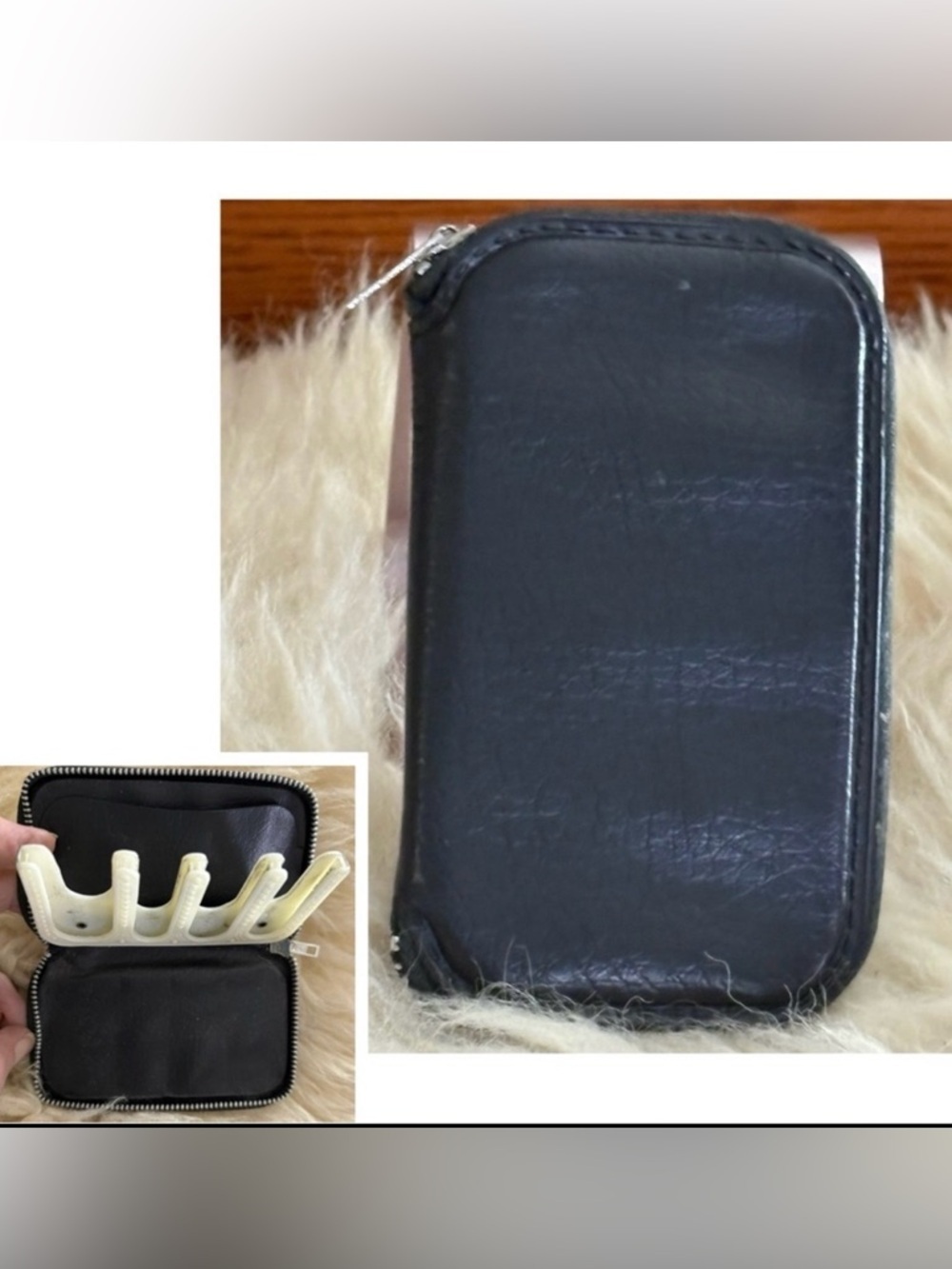 Vintage Black Leather Zip Around Card and Coin Wallet